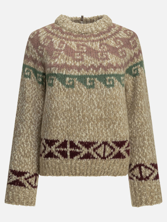 Moncler Grenoble Crew-neck sweater with logo Beige

