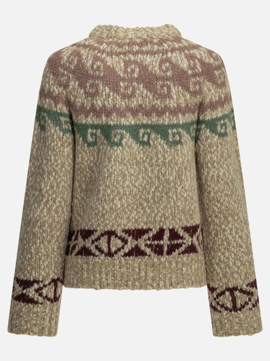 Moncler Grenoble Crew-neck sweater with logo Beige

