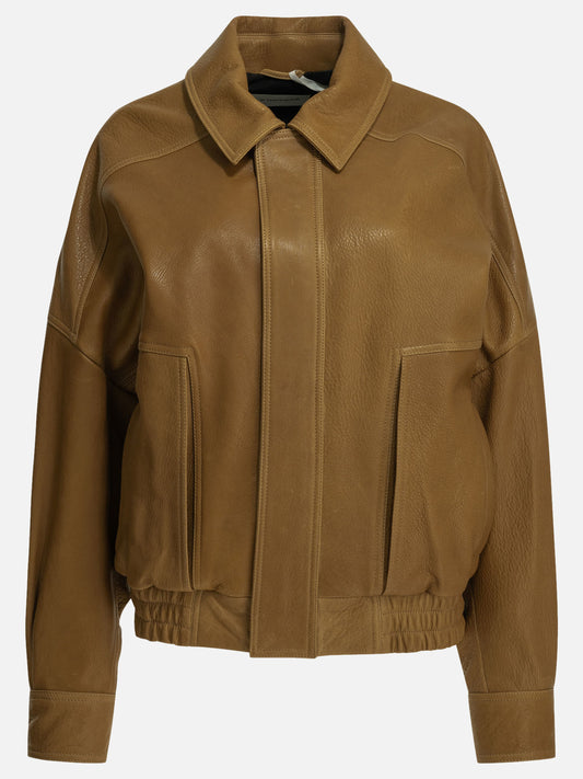 Leather jackets Solid colour  Brown - Nour Hammour Women | PDP | VIETTI Online Store 
