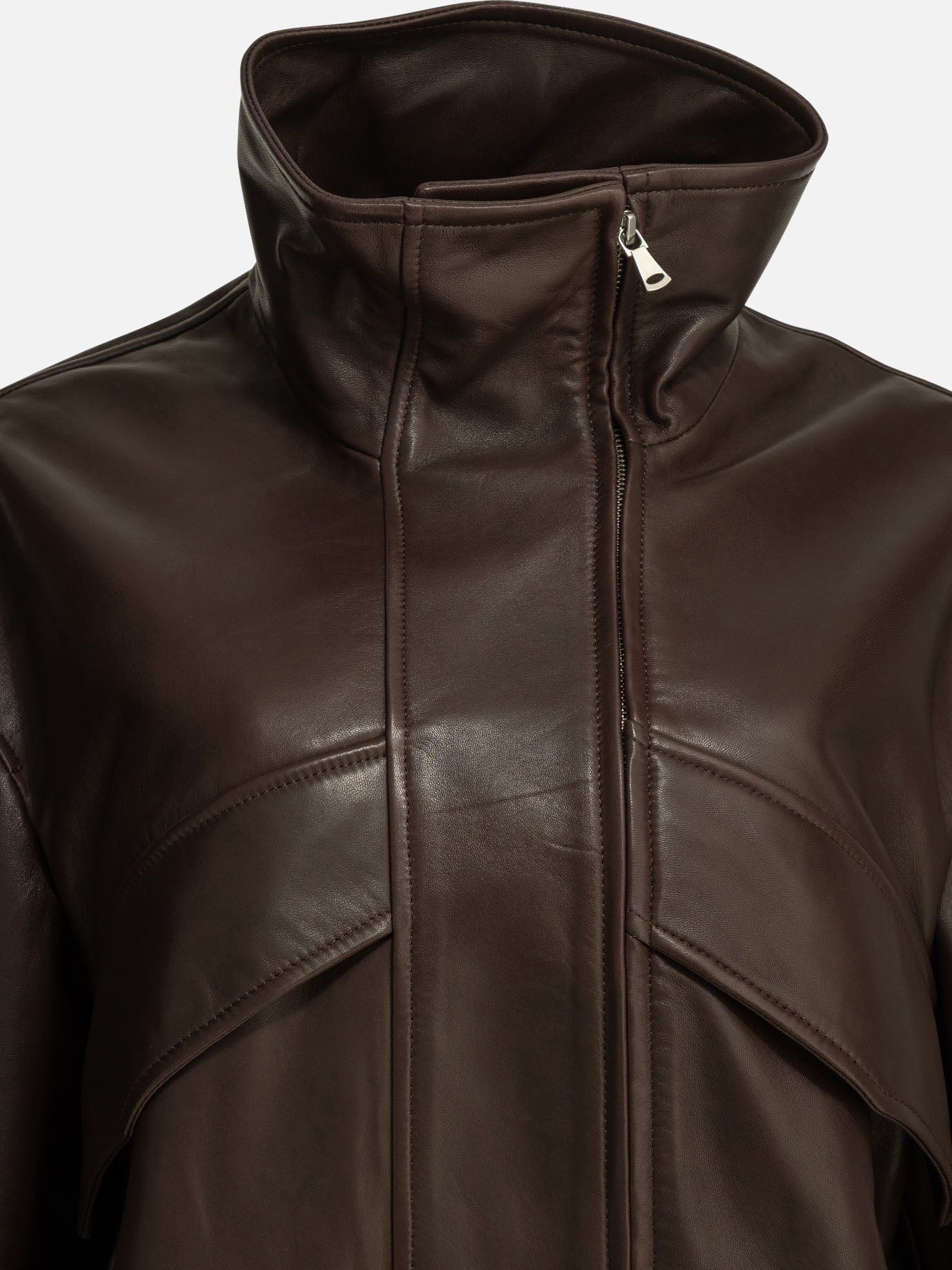 Leather jackets Solid colour  Brown - Nour Hammour Women | PDP | VIETTI Online Store | Zoom-Modal_3
