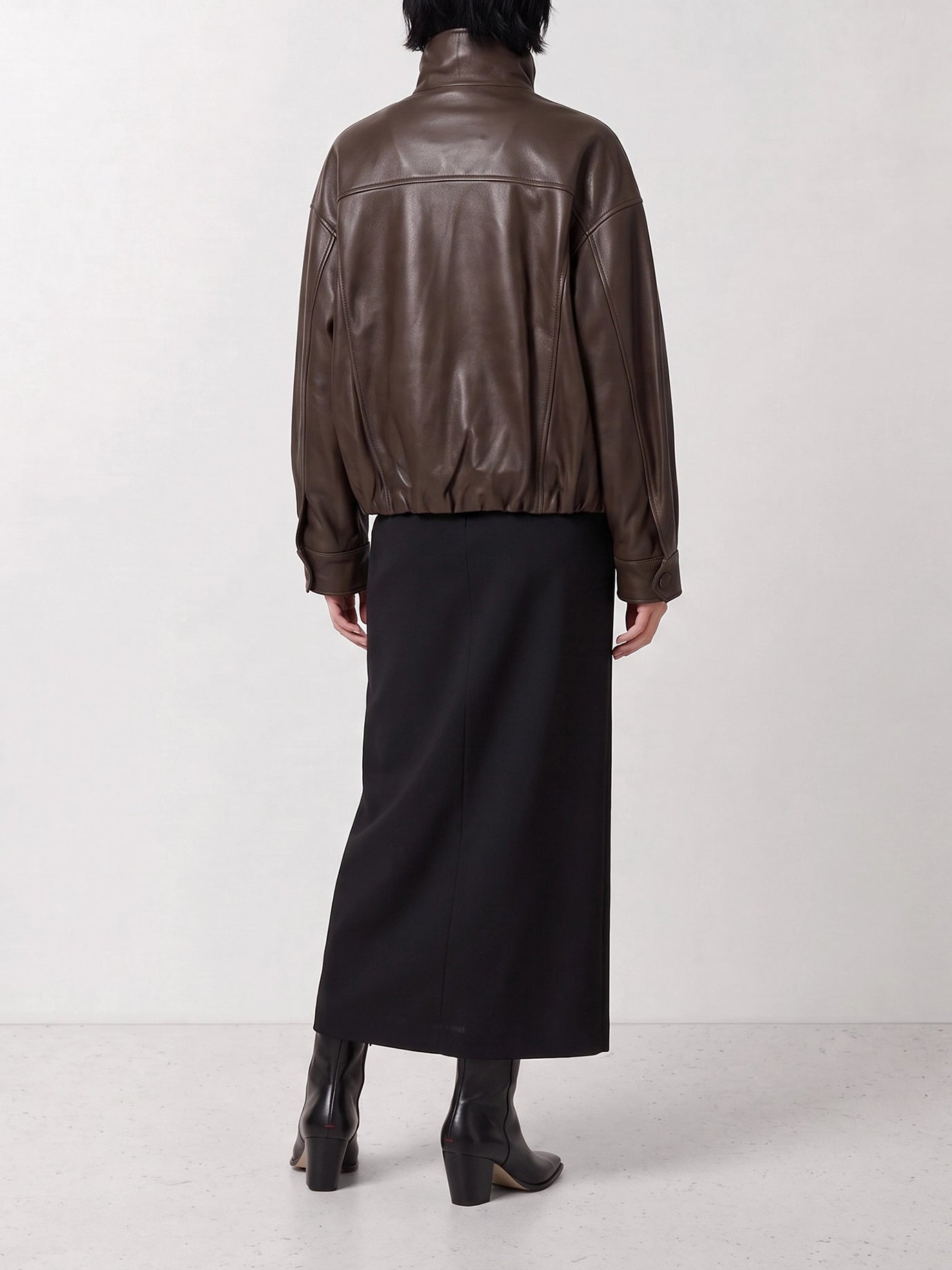 Leather jackets Solid colour  Brown - Nour Hammour Women | PDP | VIETTI Online Store | thumbnail_3