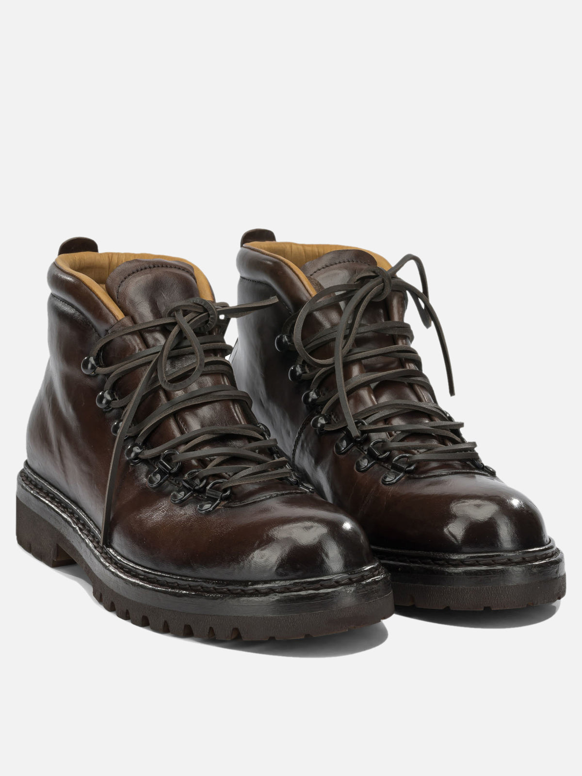 Officine Creative "Artik Flexi 002" Lace-Up Ankle Boots Brown

