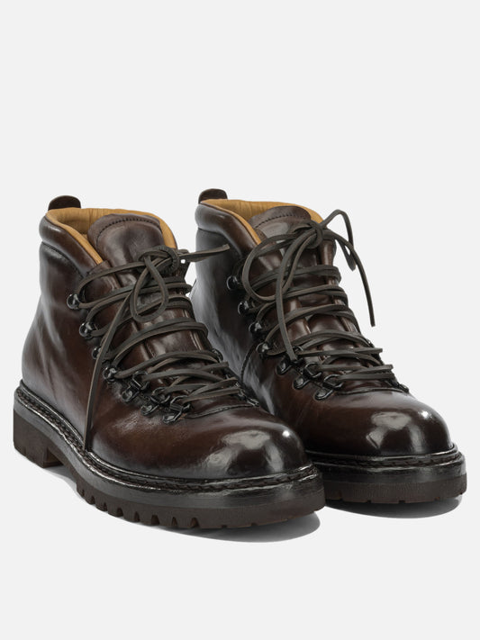 Officine Creative "Artik Flexi 002" Lace-Up Ankle Boots Brown

