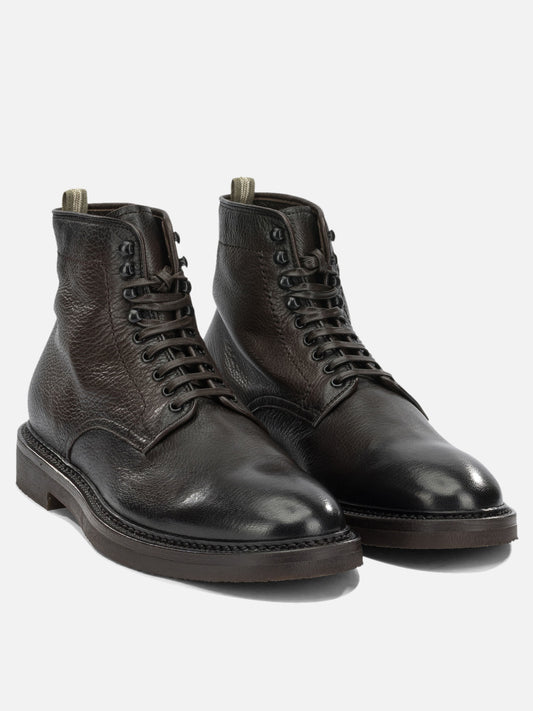 Officine Creative "Hopkins Flexi 203" Lace-Up Ankle Boots Brown

