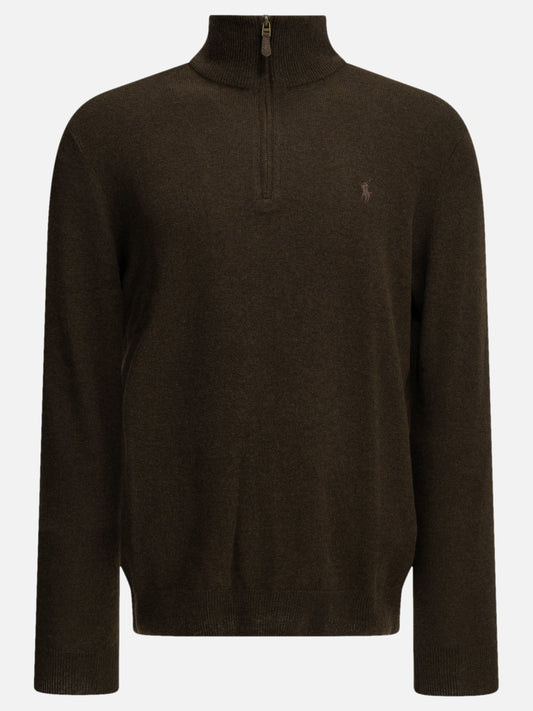 Polo Ralph Lauren Sweater with a half-zip and logo Brown


