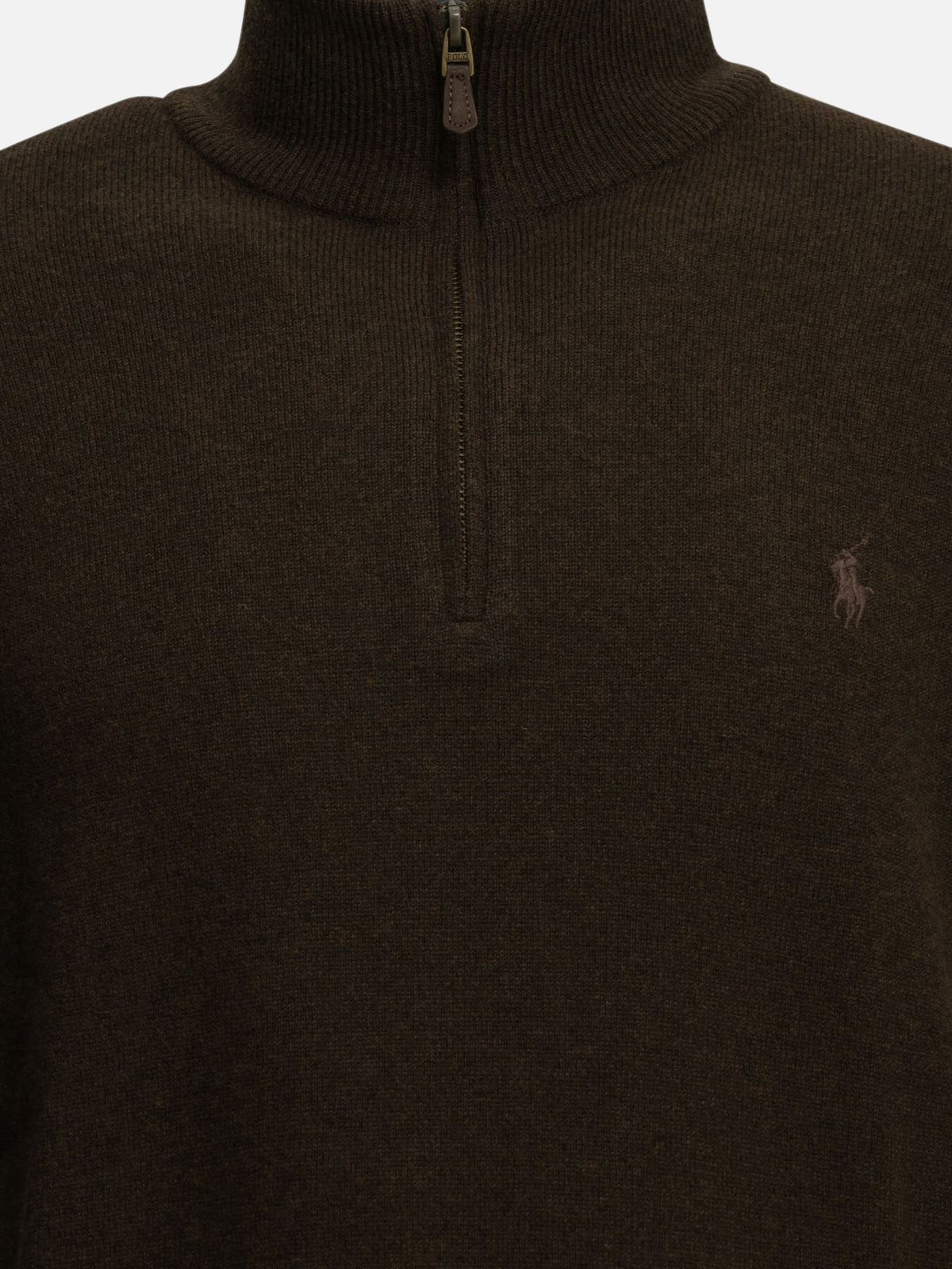 Polo Ralph Lauren Sweater with a half-zip and logo Brown - VIETTI