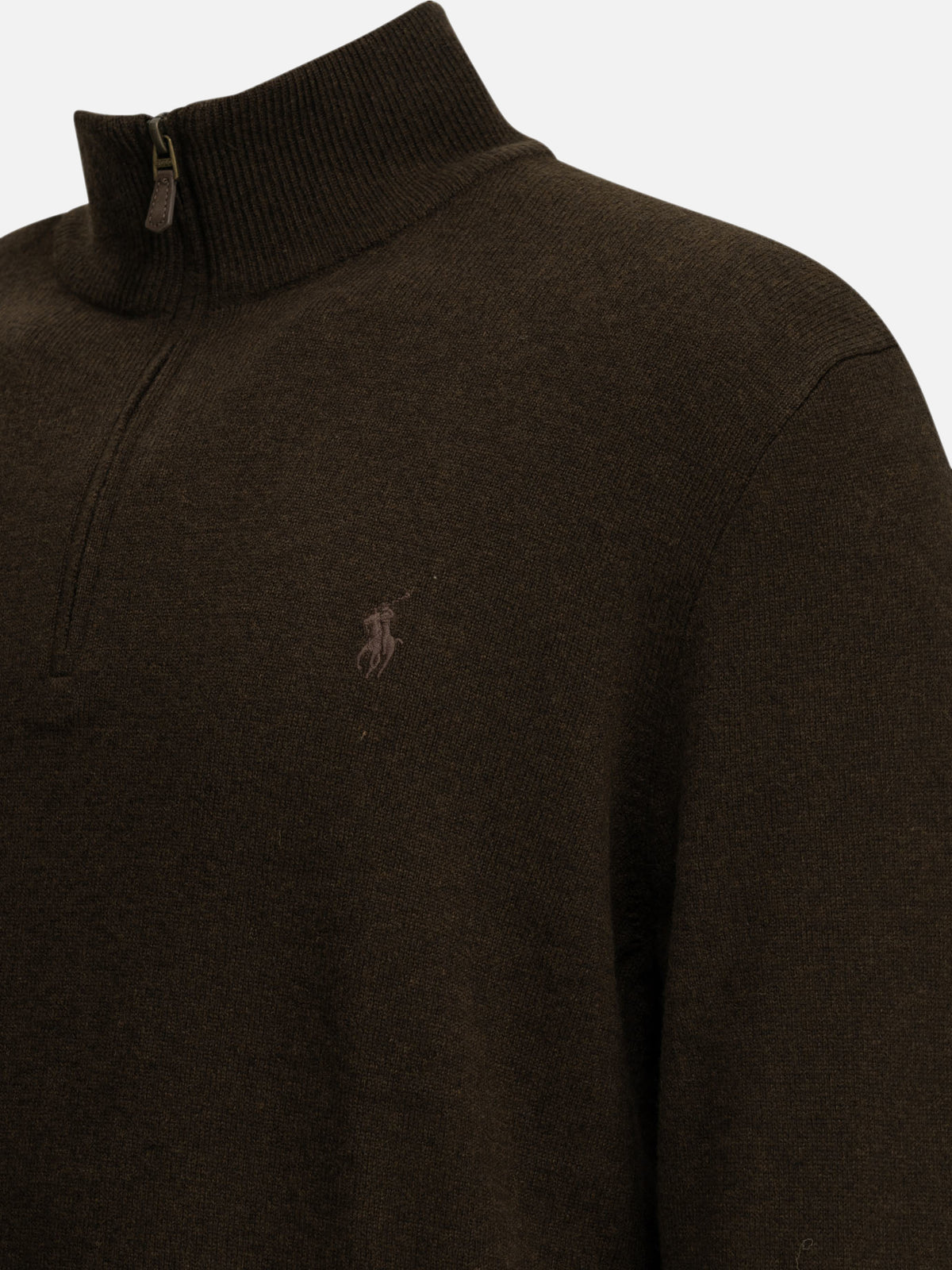 Polo Ralph Lauren Sweater with a half-zip and logo Brown - VIETTI