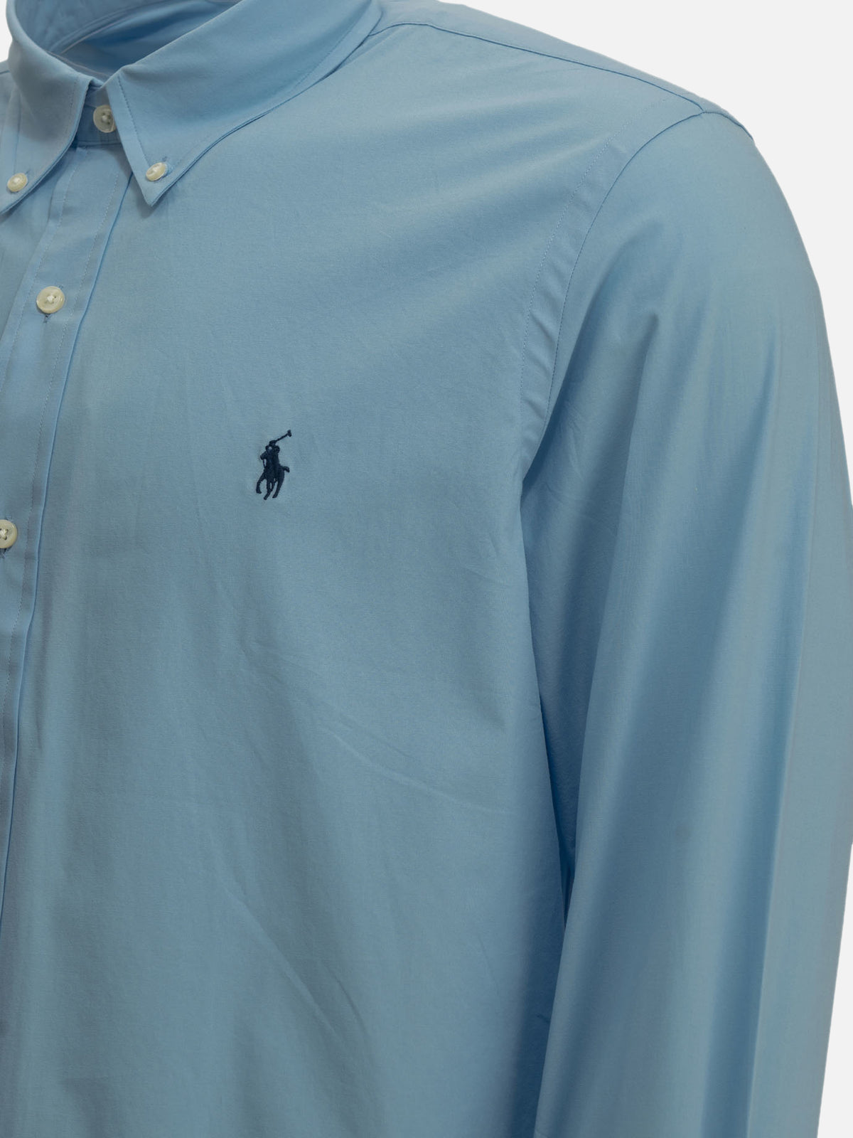 Polo Ralph Lauren Casual, custom-fit stretch shirt with logo Light blue - VIETTI