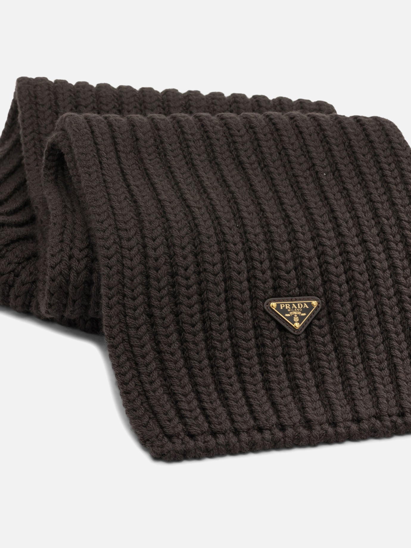 Prada Classic wool scarf 1FS137 Brown - Women | VIETTI Shop