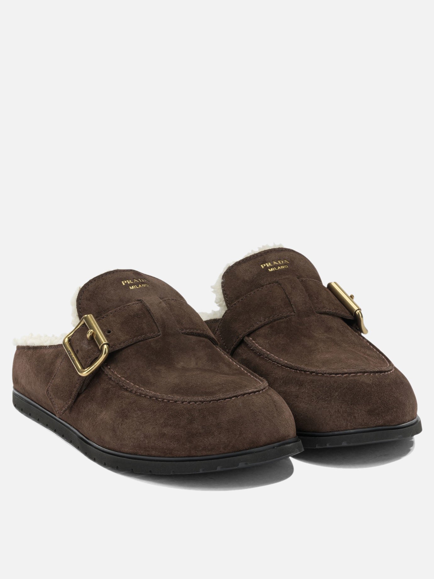 Prada Suede and shearling mules Brown - Women | VIETTI Online Store