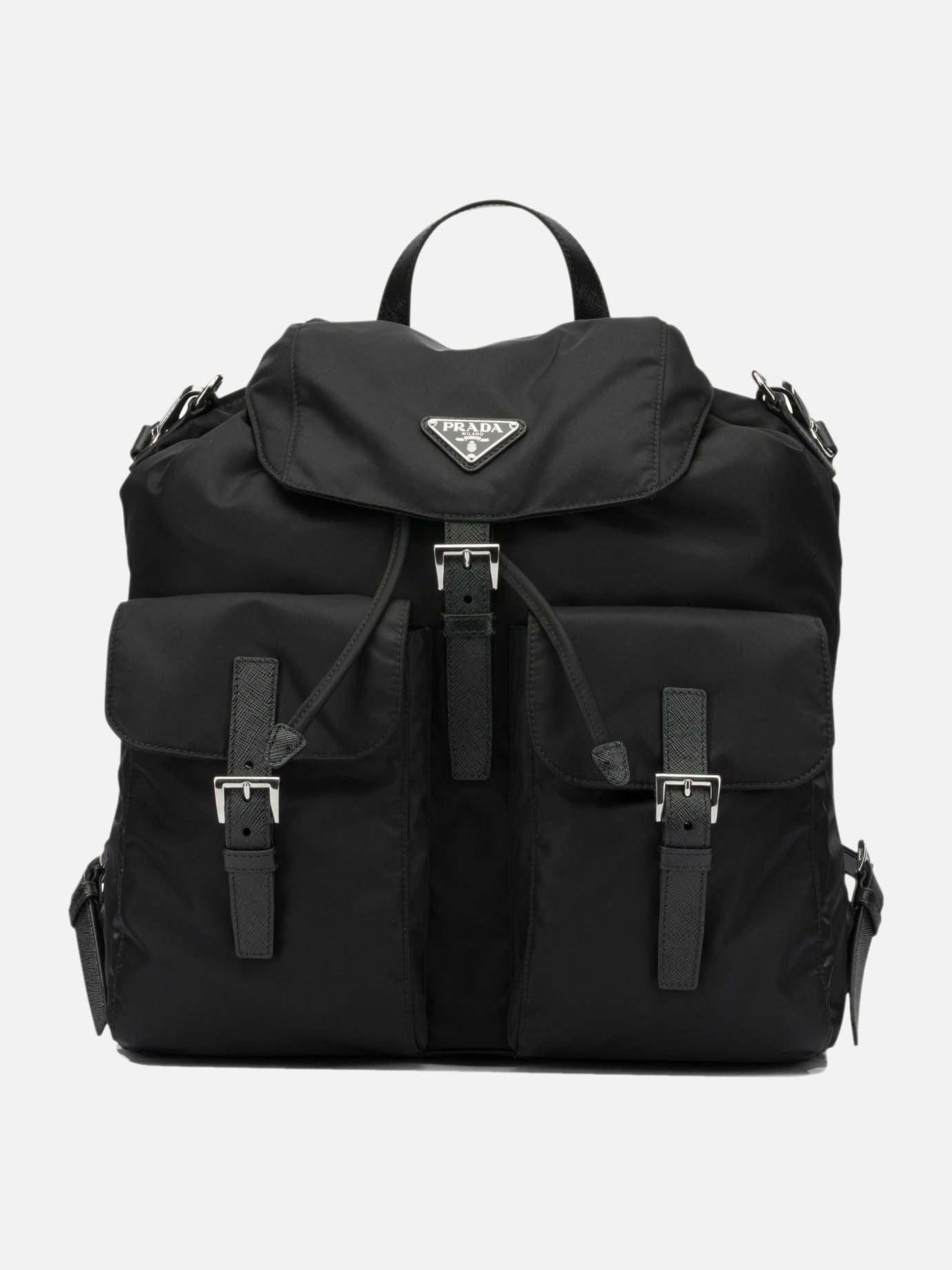 Casual backpacks 100% calf leather - Lining: 100% recycled polyamide  Black - Prada Men | PDP | VIETTI Online Store | Zoom-Modal
