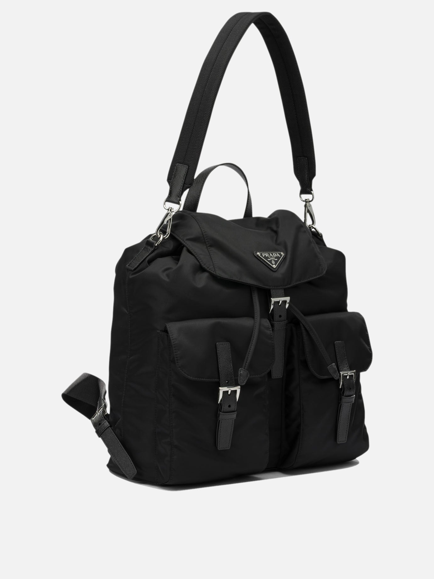Casual backpacks 100% calf leather - Lining: 100% recycled polyamide  Black - Prada Men | PDP | VIETTI Online Store | thumbnail_2