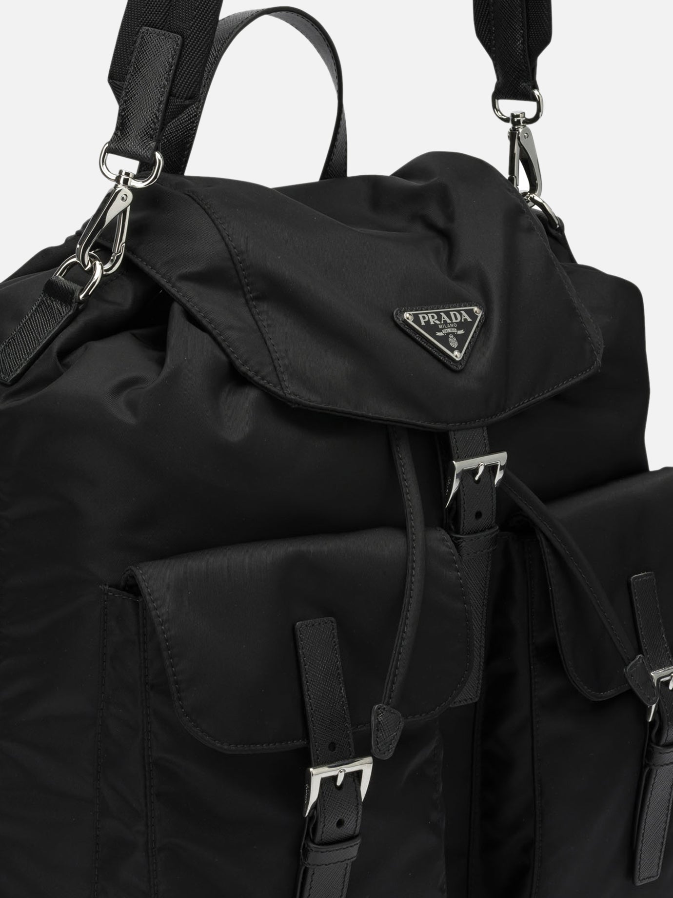 Casual backpacks 100% calf leather - Lining: 100% recycled polyamide  Black - Prada Men | PDP | VIETTI Online Store | thumbnail_4