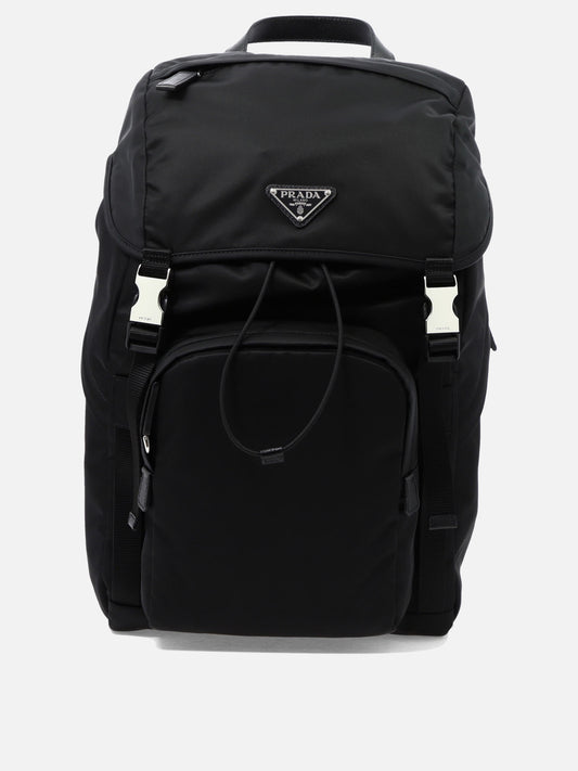 Classic backpacks 100% recycled polyamide - Other fabric: 100% calf leather  Black - Prada Men | PLP | VIETTI Online Store 
