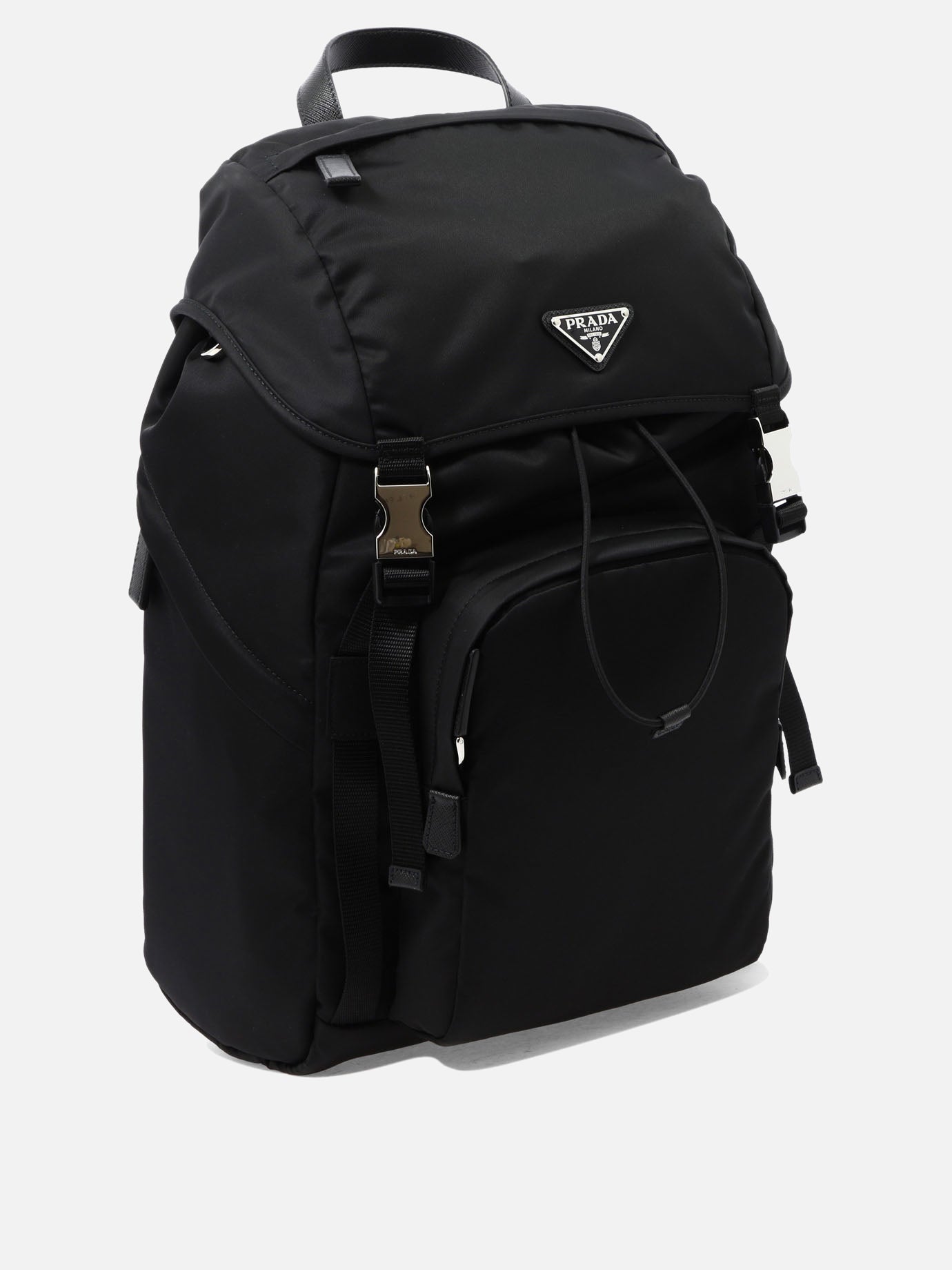 Classic backpacks 100% recycled polyamide - Other fabric: 100% calf leather  Black - Prada Men | PDP | VIETTI Online Store | thumbnail_2