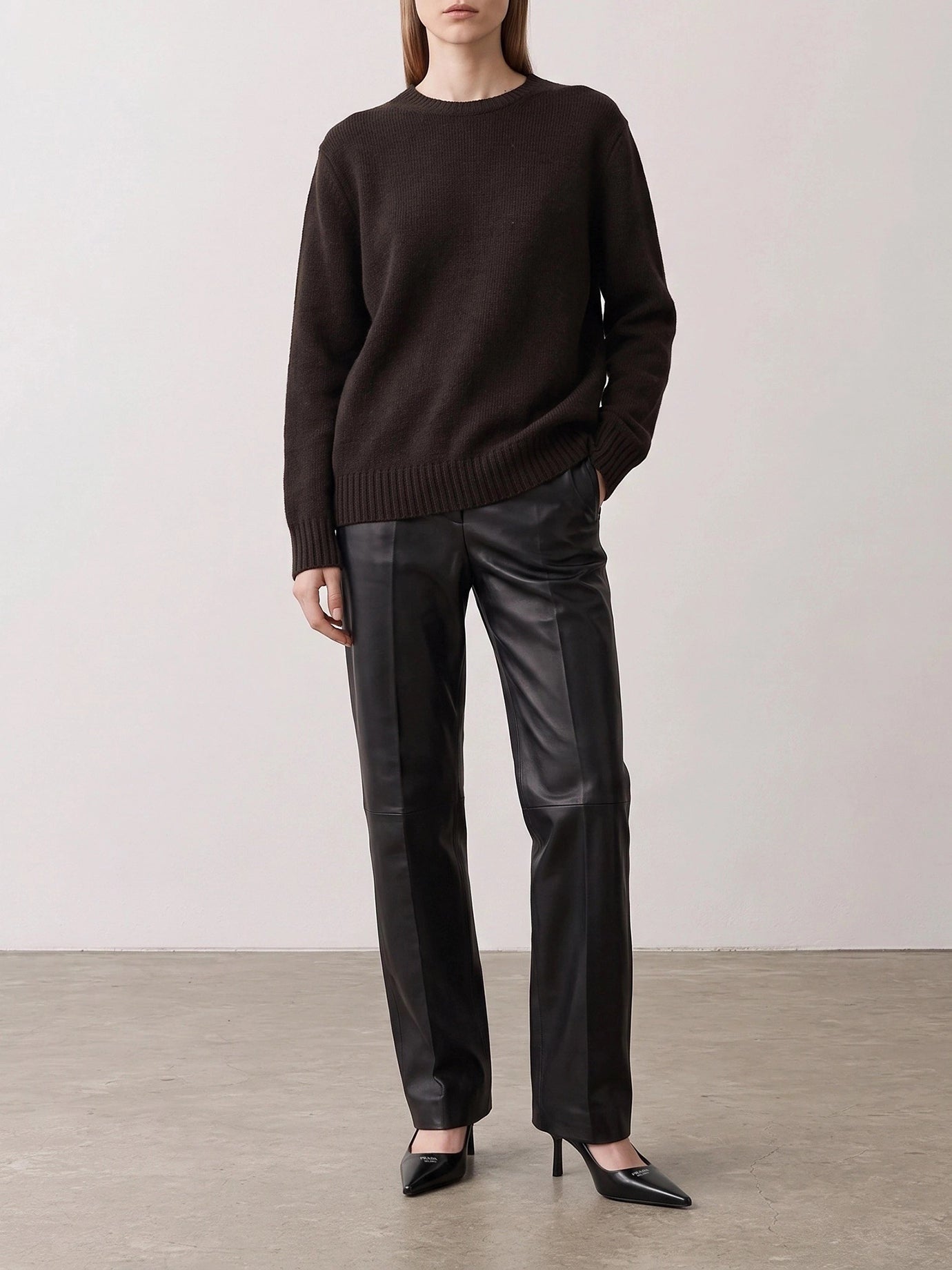 Crewneck sweaters Solid colour  Brown - Prada Women | PDP | VIETTI Online Store | thumbnail_2