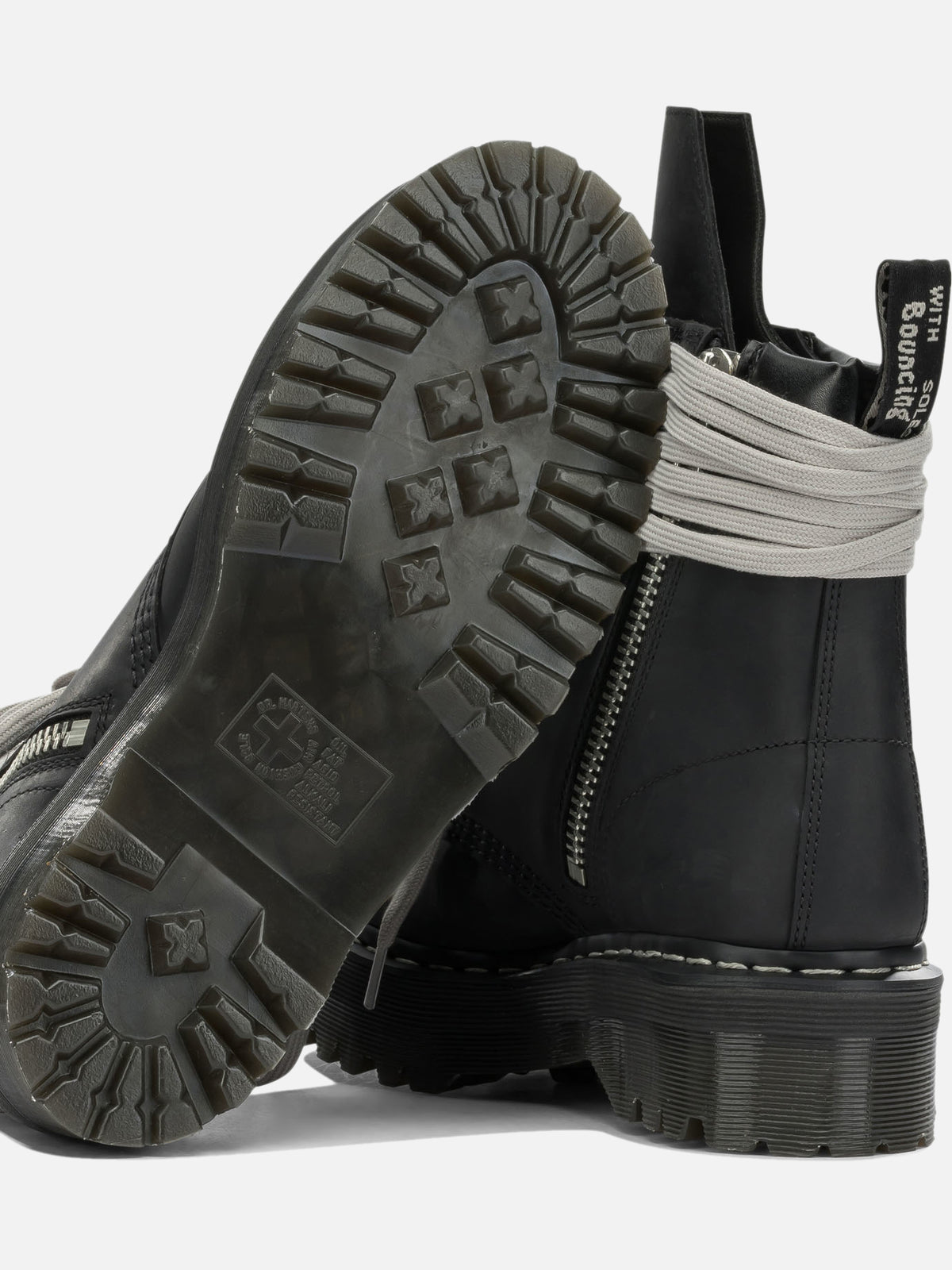 Rick Owens "Rick Owens x Dr. Martens - Quad Sole Steel" Zip-Up Ankle Boots Black

