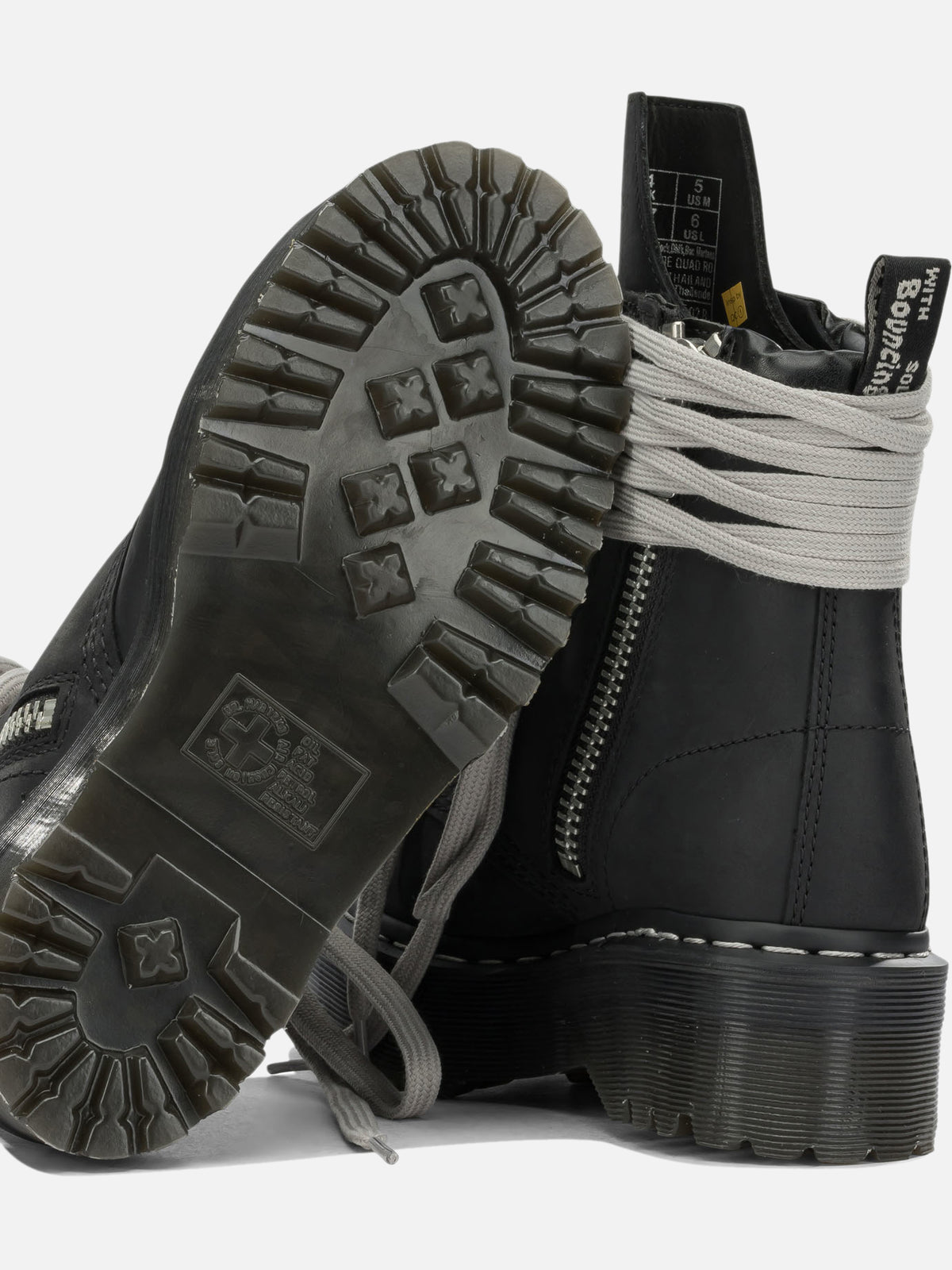 Rick Owens "Rick Owens x Dr. Martens - Quad Sole Steel" Zip-Up Ankle Boots Black


