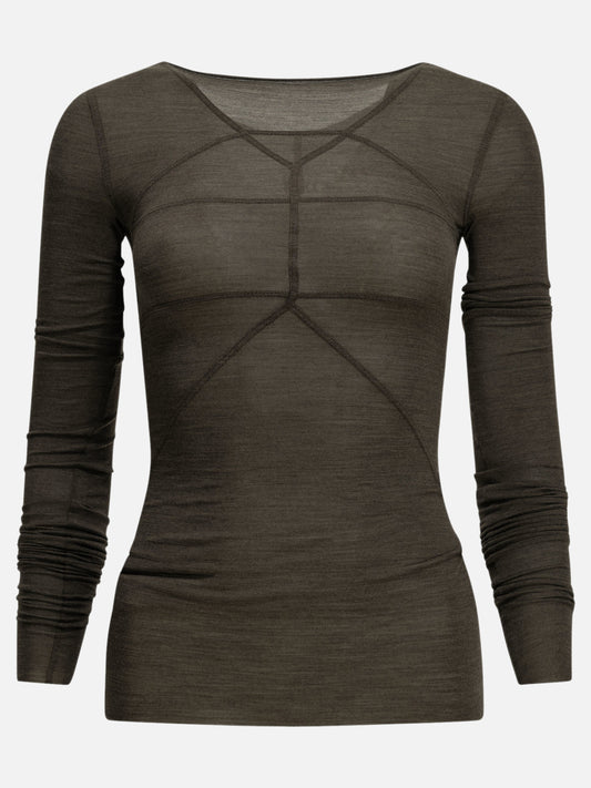 Rick Owens "LS Temple T" Casual Top Brown

