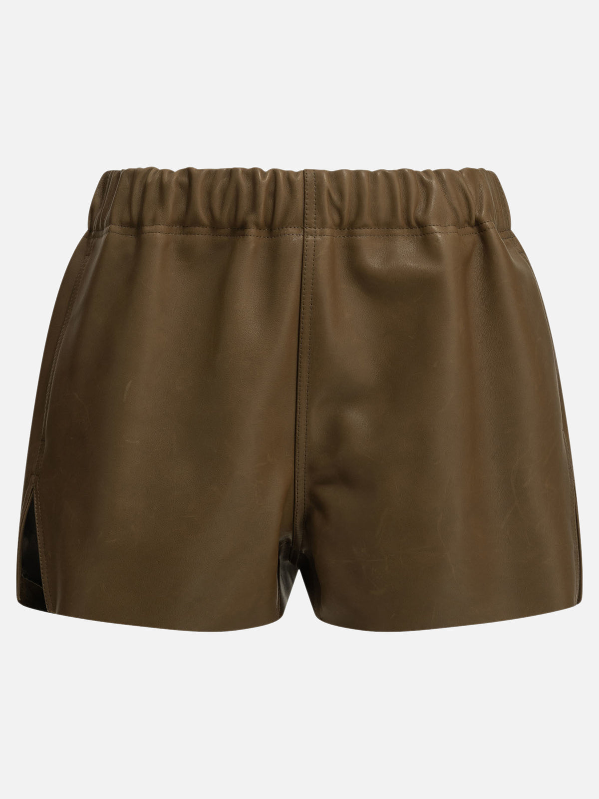 Rick Owens Short con elastico in vita in pelle Marrone - VIETTI