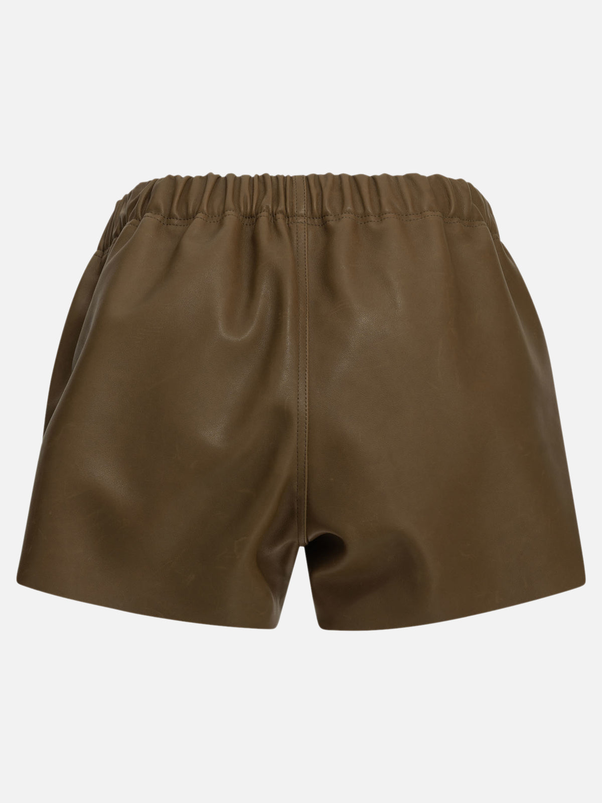 Rick Owens Short con elastico in vita in pelle Marrone - VIETTI