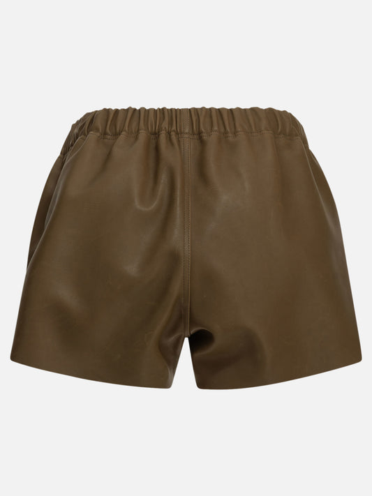 Rick Owens Leather shorts with an elastic waistband Brown

