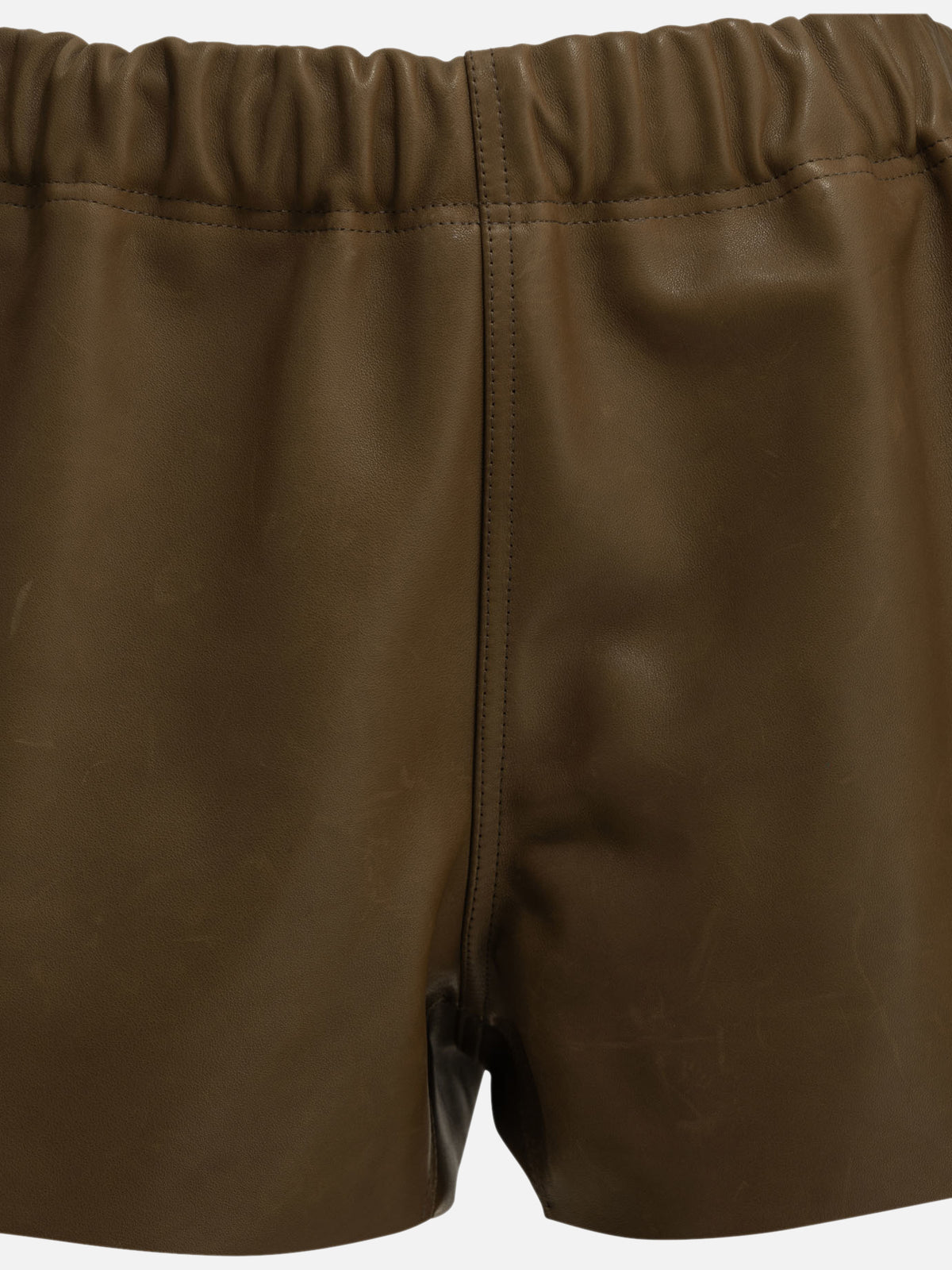 Rick Owens Leather shorts with an elastic waistband Brown

