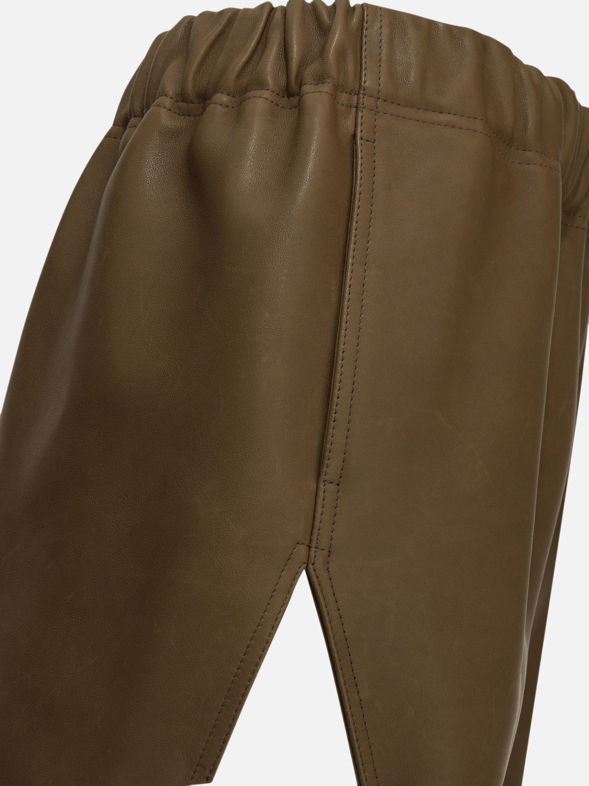Rick Owens Short con elastico in vita in pelle Marrone - VIETTI