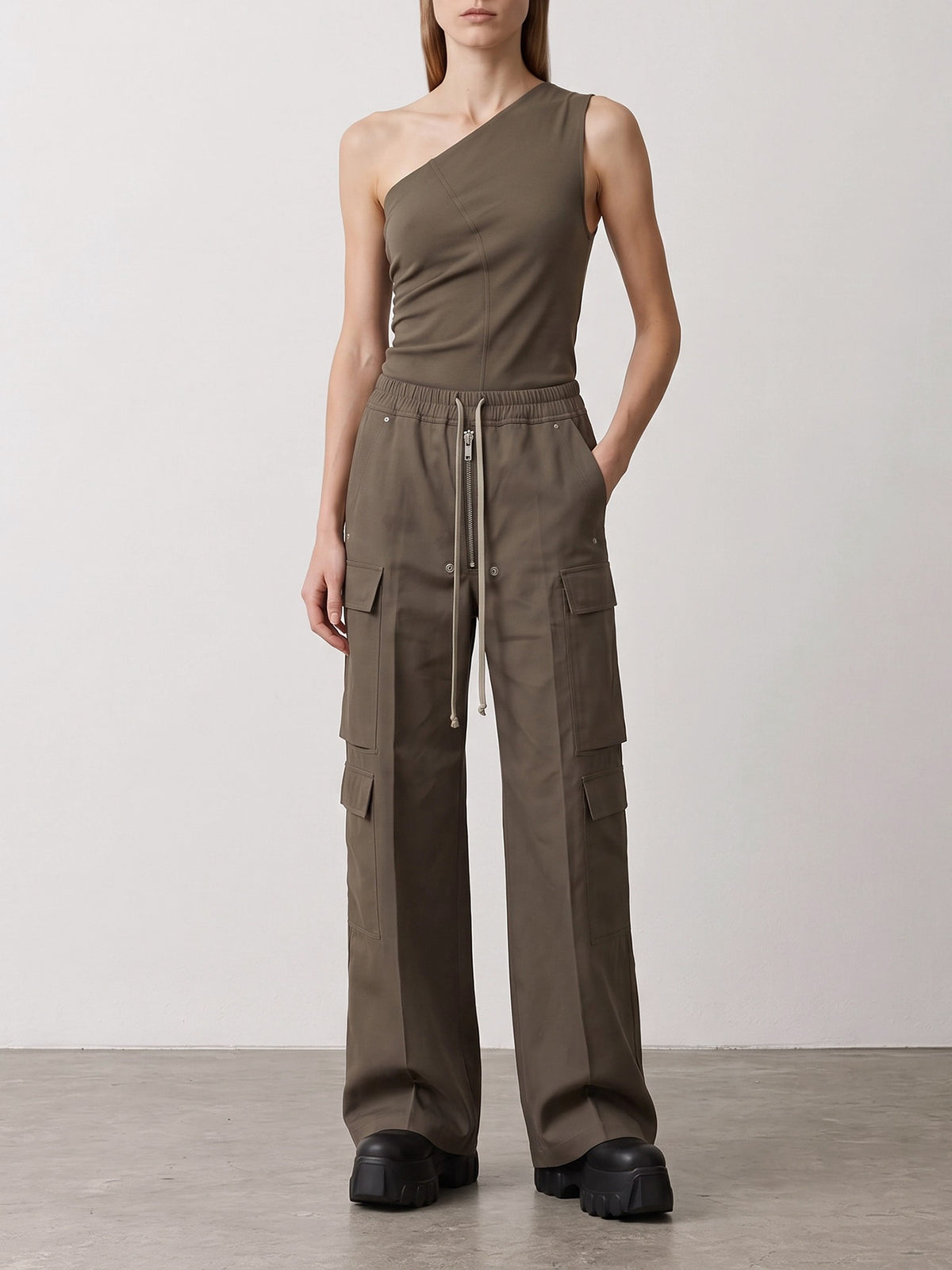 Rick Owens "Athena" One-shoulder top Grey