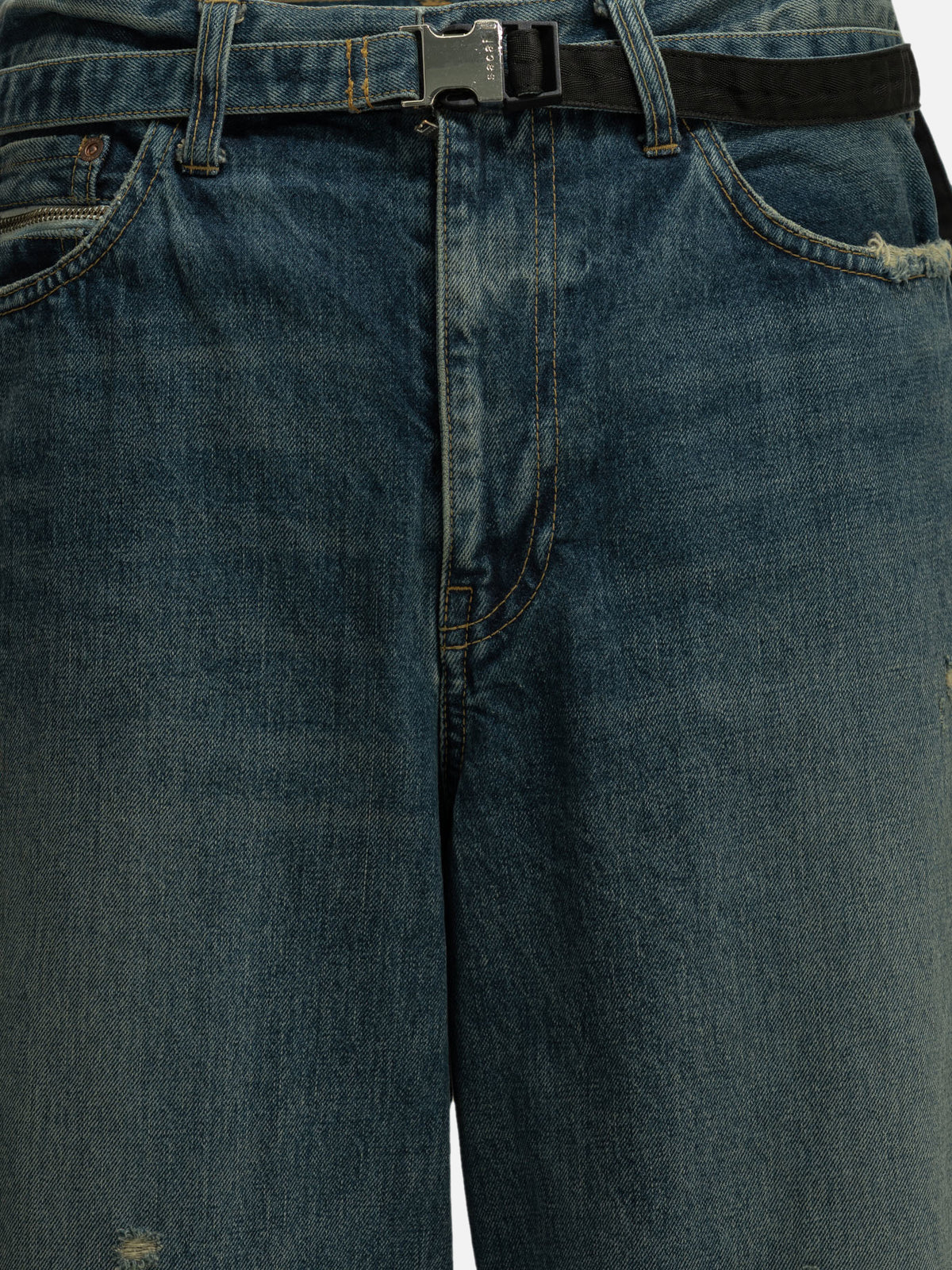 Sacai "BEYONDEXX" Wide-Leg Jeans Blue

