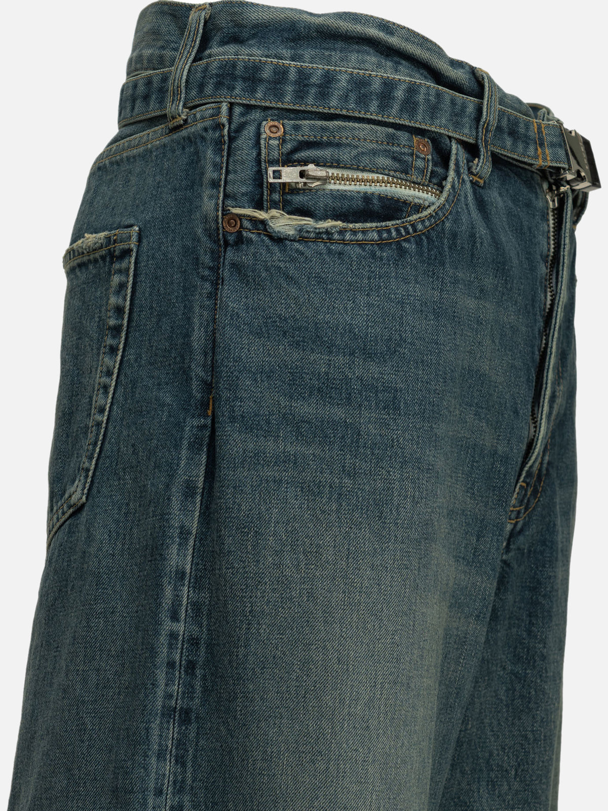 Sacai "BEYONDEXX" Wide-Leg Jeans Blue

