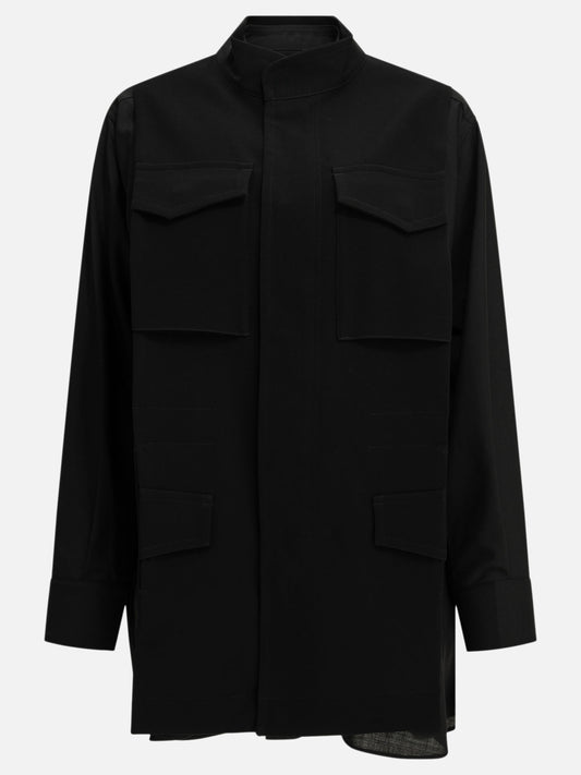 Sacai Casual crepe satin shirt Black

