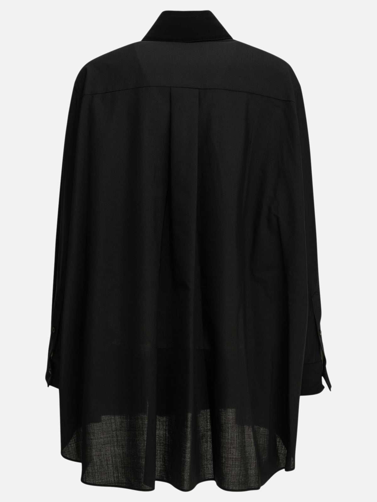 Sacai Casual crepe satin shirt Black


