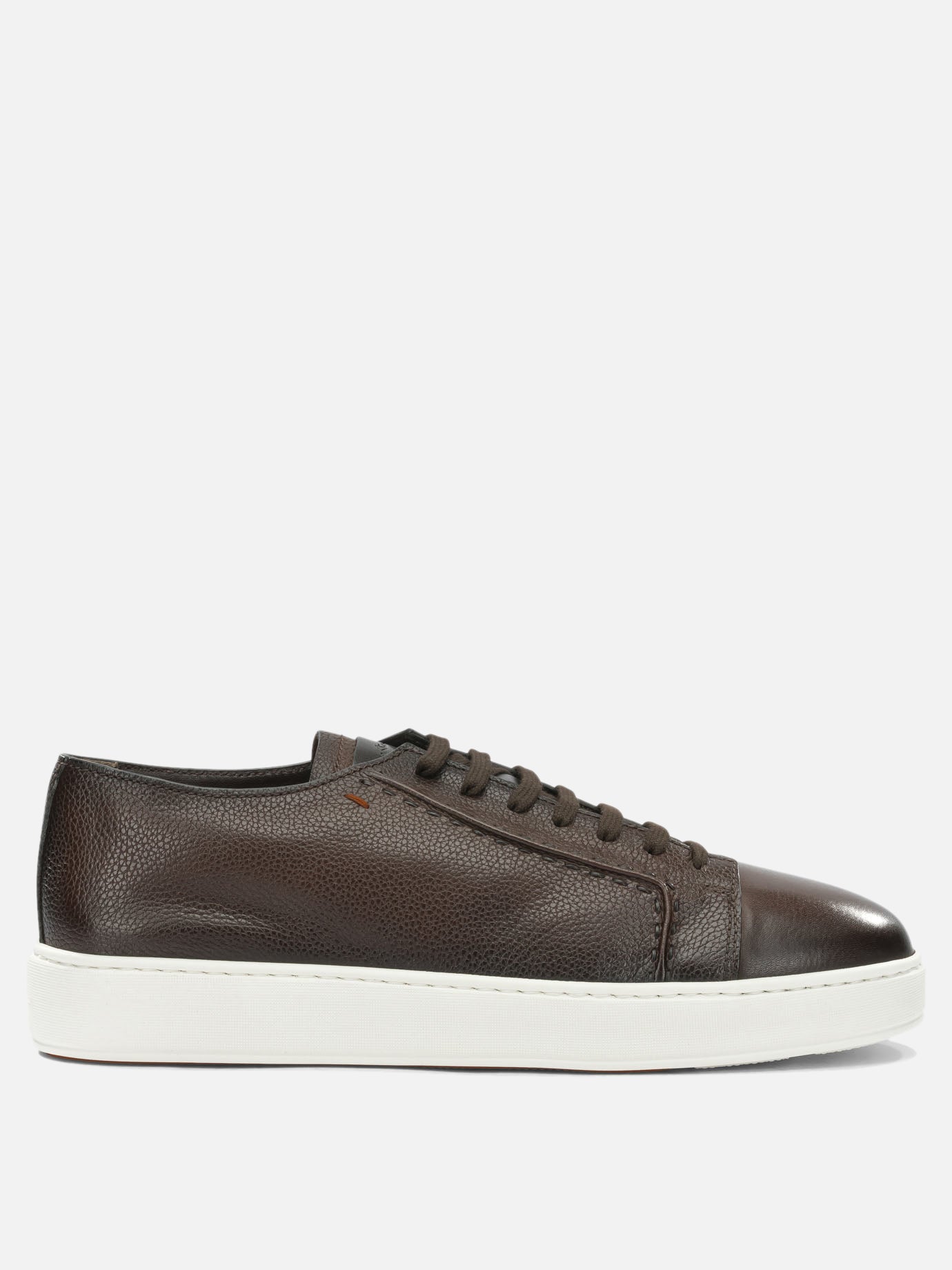 Low top sneakers 100% leather - 100% rubber  Brown - Santoni Men | PDP | VIETTI Online Store | thumbnail