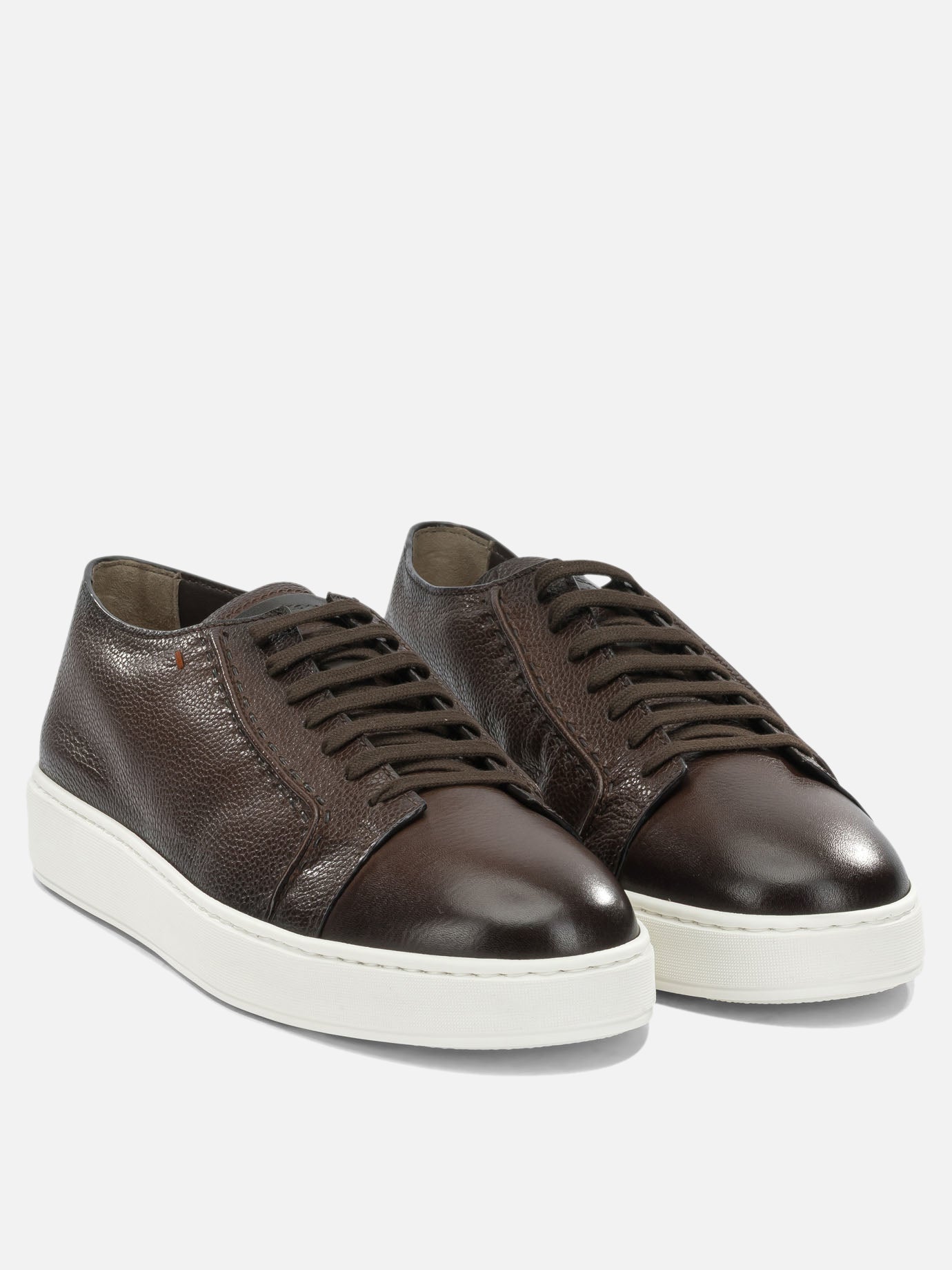 Low top sneakers 100% leather - 100% rubber  Brown - Santoni Men | PDP | VIETTI Online Store | thumbnail_2