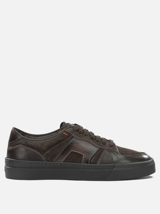 Sneaker basse 100% leather - 100% rubber  Marrone - Santoni Uomo | PDP | VIETTI Online Store 
