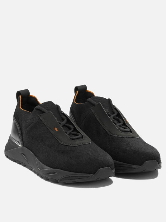 Low top sneakers 100% mesh 100% leather - 100% rubber  Black - Santoni Men | PDP | VIETTI Online Store | 2
