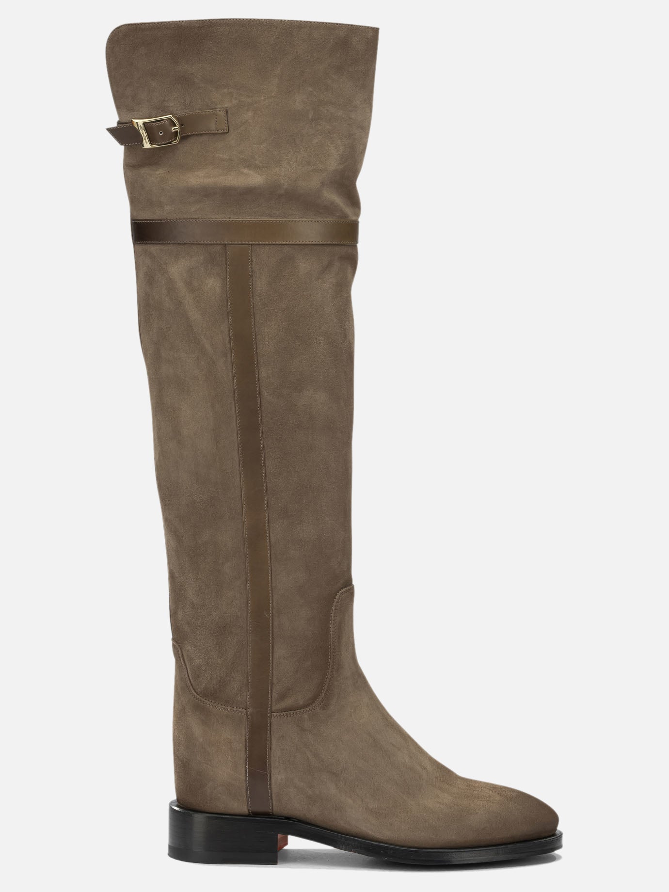 Knee-high 100% suede leather  Beige - Santoni Women | PDP | VIETTI Online Store | Zoom-Modal
