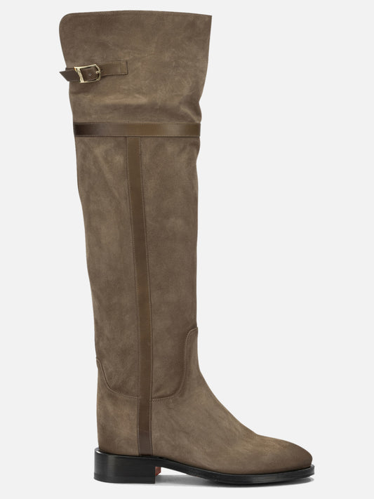 Al ginocchio 100% suede leather  Beige - Santoni Donna | PDP | VIETTI Online Store 
