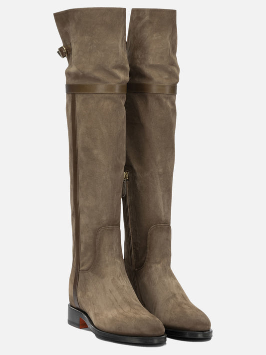 Al ginocchio 100% suede leather  Beige - Santoni Donna | PDP | VIETTI Online Store | 2
