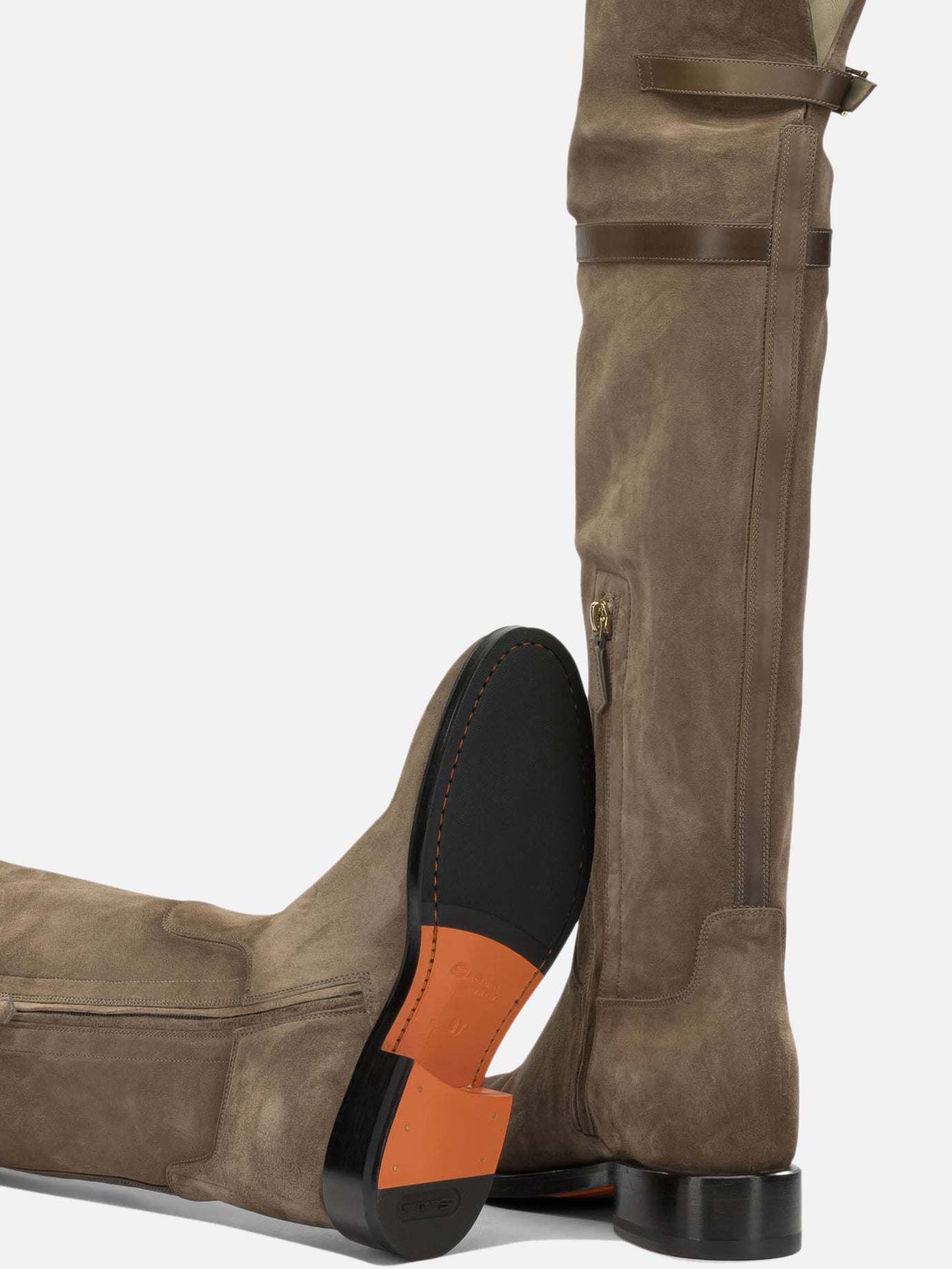 Knee-high 100% suede leather  Beige - Santoni Women | PDP | VIETTI Online Store | Zoom-Modal_5
