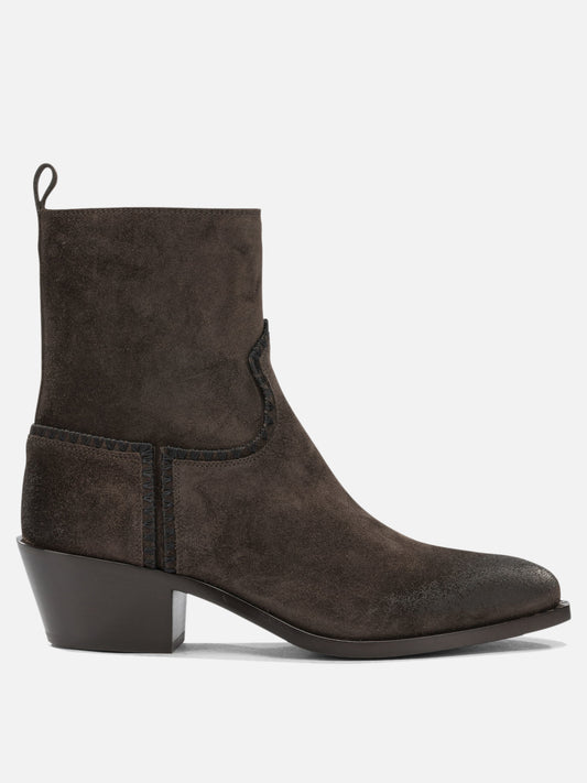 Stivaletti con zip 100% leather - 100% leahter  Marrone - Sartore Donna | PDP | VIETTI Online Store 

