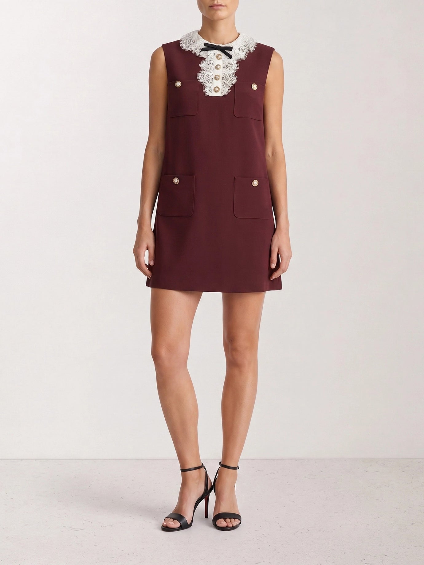 Mini dresses Solid colour  Bordeaux - Self-portrait Women | PDP | VIETTI Online Store | thumbnail_2