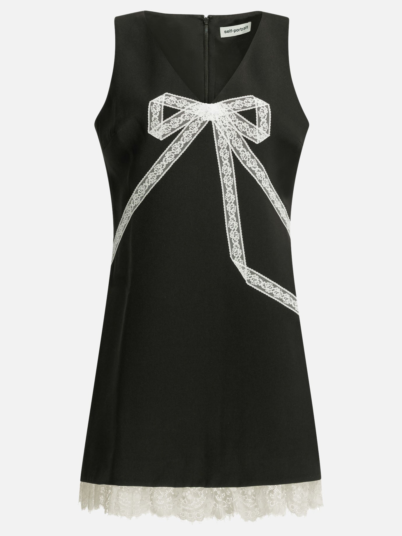 Self-portrait Short sheath dress with bow Black - Women