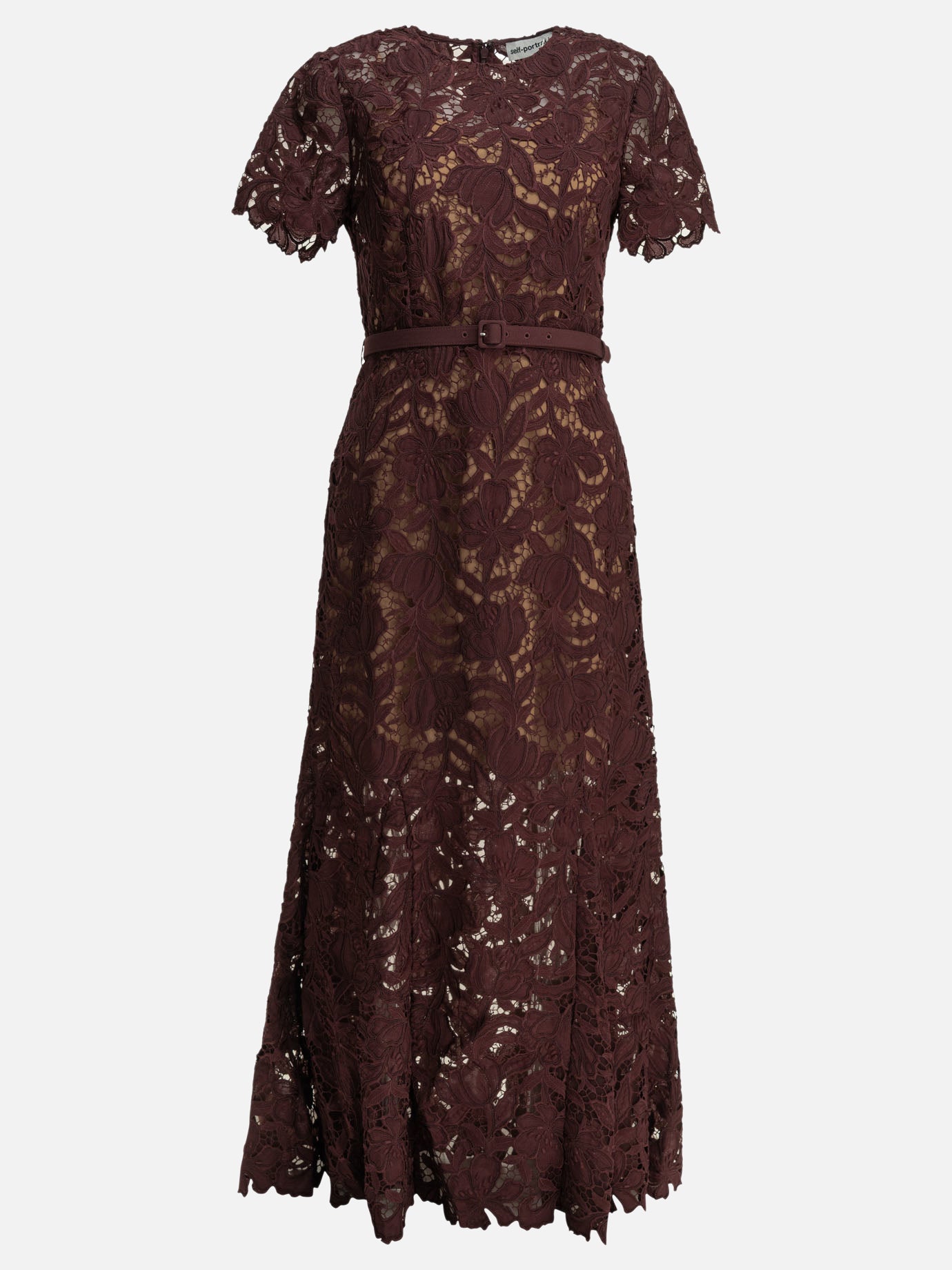 Self-portrait Lace midi dress Bordeaux - Women