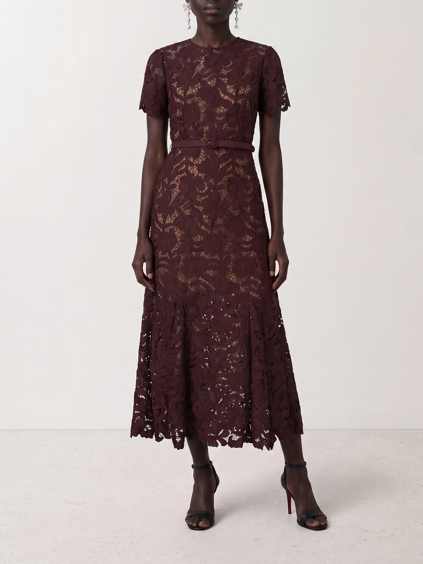 Midi dresses Embroidered  Bordeaux - Self-portrait Women | PDP | VIETTI Online Store | thumbnail_2