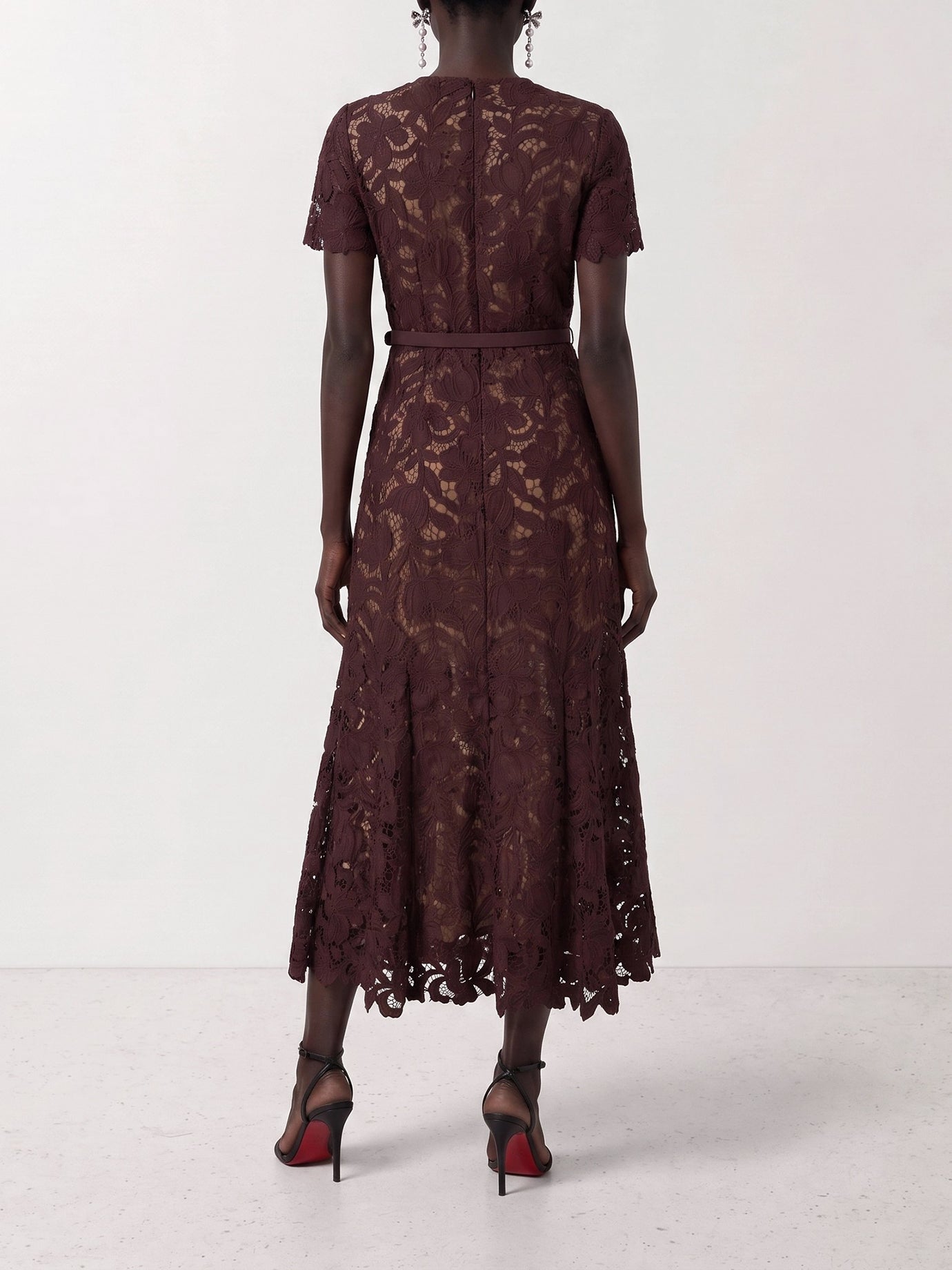 Midi dresses Embroidered  Bordeaux - Self-portrait Women | PDP | VIETTI Online Store | thumbnail_3