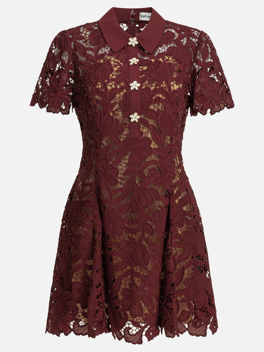 Mini dresses Embroidered  Bordeaux - Self-portrait Women | VIETTI Online Store 
