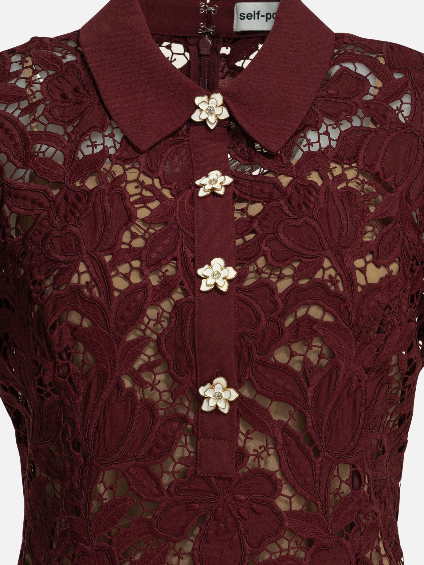 Abiti corti Embroidered  Bordeaux - Self-portrait Donna | PDP | VIETTI Online Store | thumbnail_3