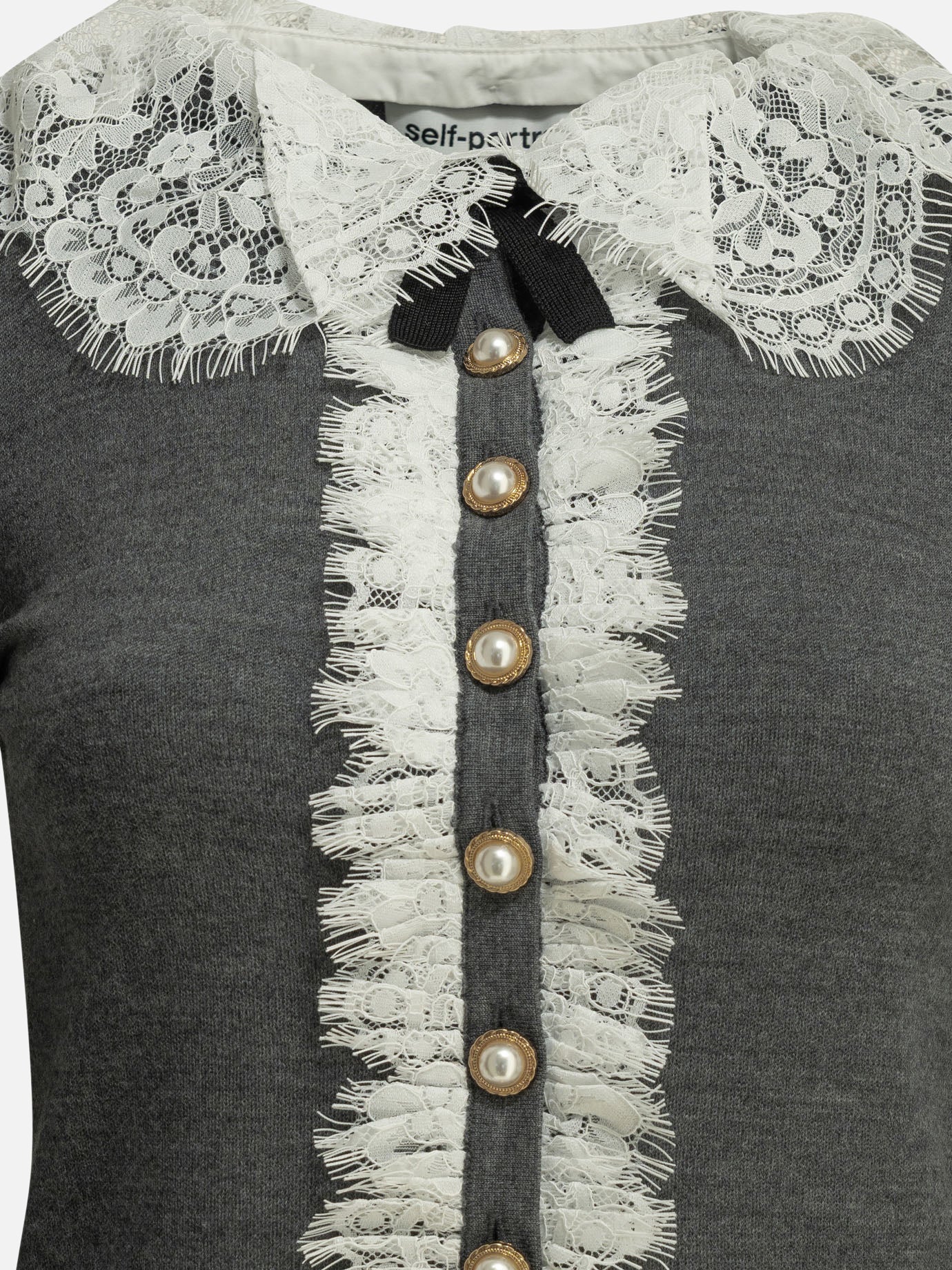 Polo sweater Embellished  Grey - Self-portrait Women | PDP | VIETTI Online Store | thumbnail_3